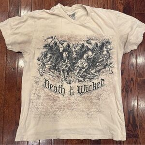 Y2K Death to the Wicked Tee Vintage T-Shirt Men’s Medium Cream Black Affliction